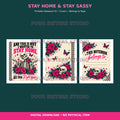 Stay Home & Stay Sassy Printable Notebook Kit | Skulls & Pink Roses | Digital PDF
