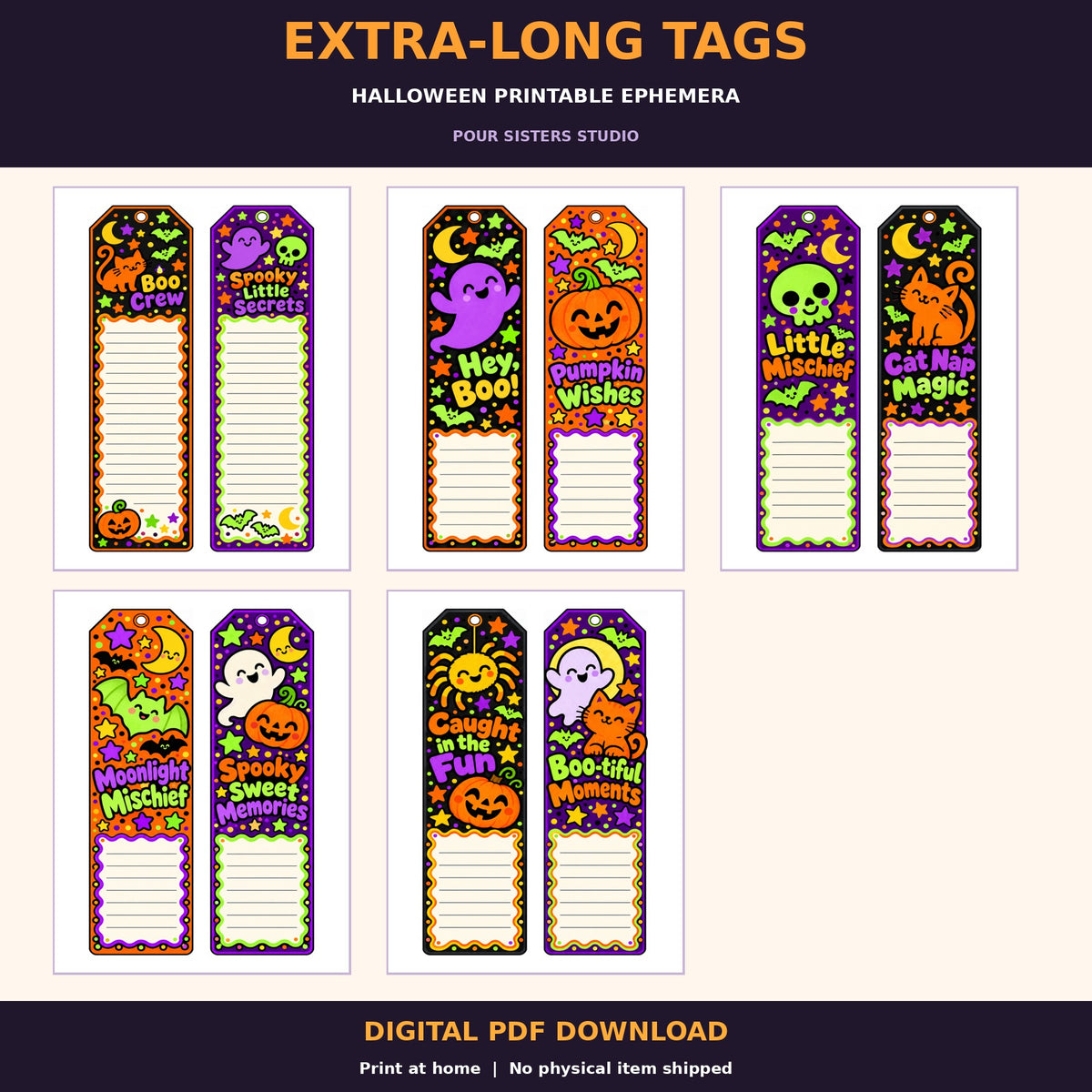 Boo Crew Halloween Lunch Sack Journal Ephemera Kit – Digital PDF Download