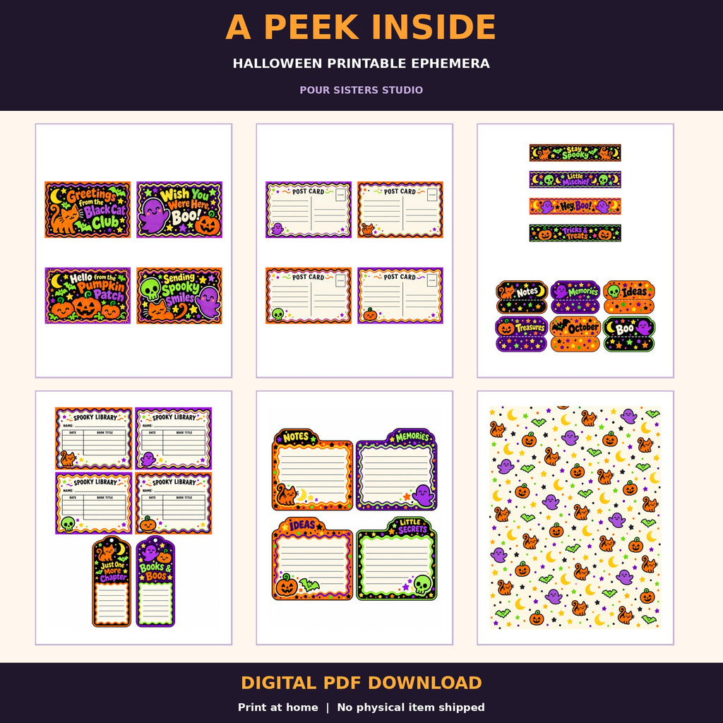 Boo Crew Halloween Lunch Sack Journal Ephemera Kit – Digital PDF Download