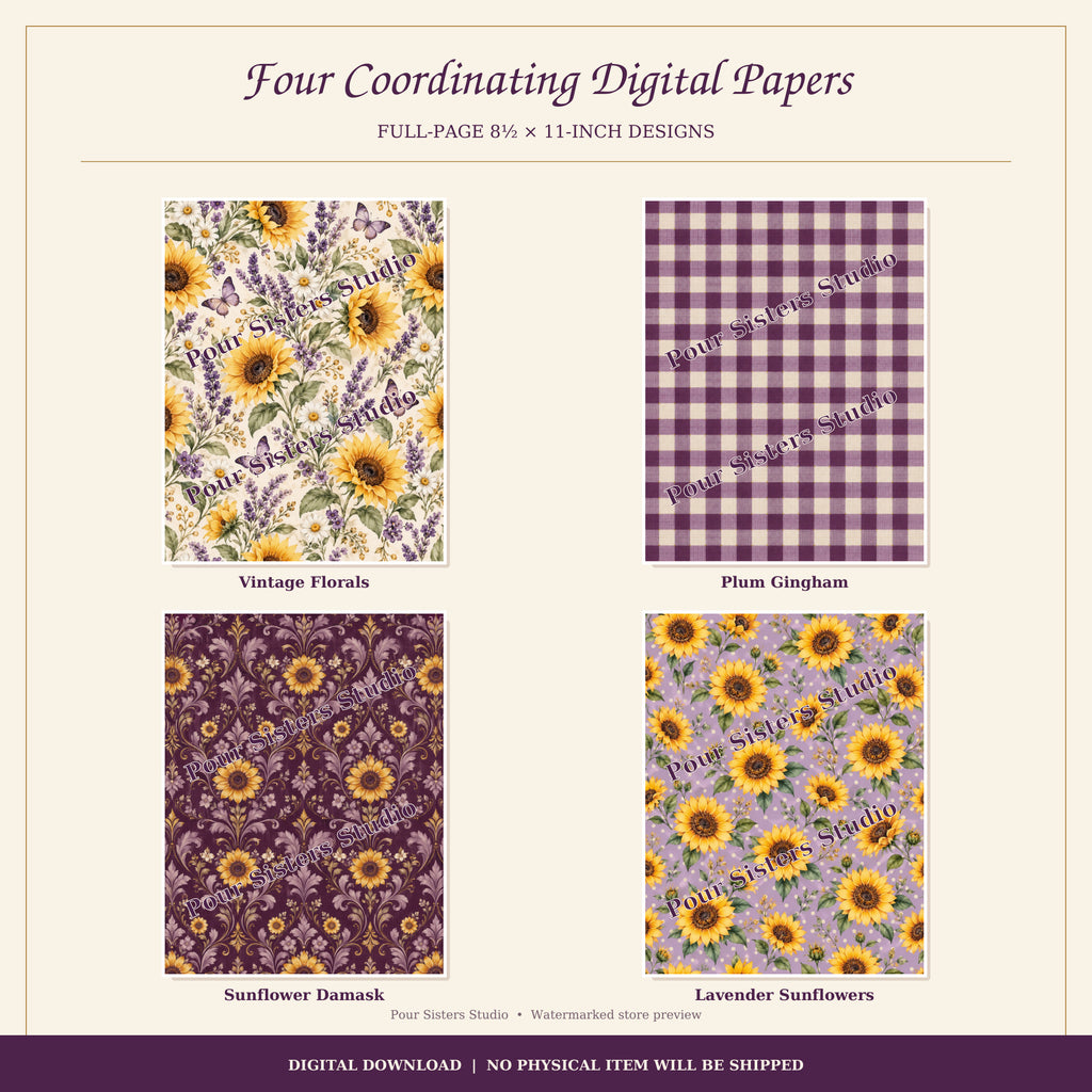 Rooted in Prayer Printable Journal Kit | Purple Sunflowers | Digital Download